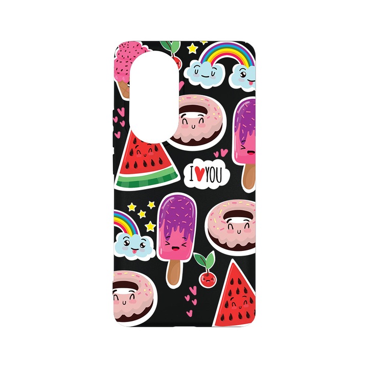 Силиконов калъф BestCase за OPPO Reno10 Pro 5G, Summer Feeling, 0.8MM Slim, Camera Protection, Black Silicon Series, B 87