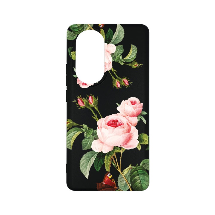Силиконов калъф BestCase за OPPO Reno10 Pro 5G, Rose, 0.8MM Slim, Camera Protection, Black Silicon Series, B 172