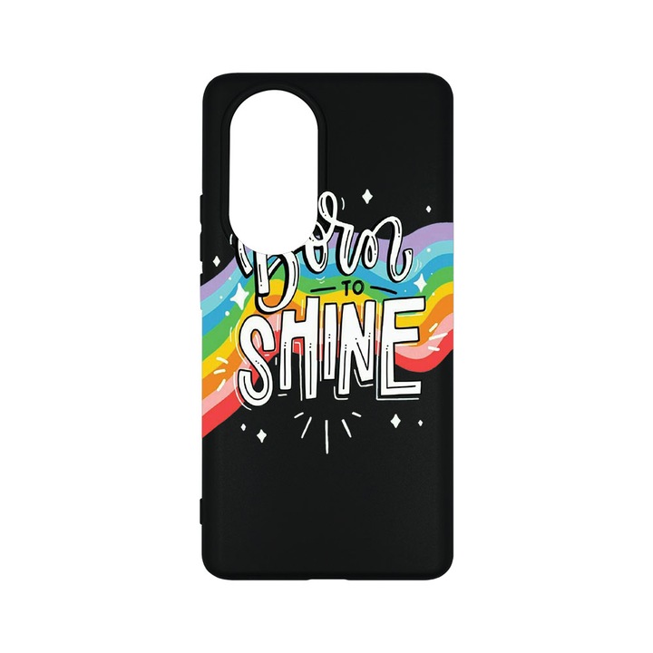 Силиконов калъф BestCase за OPPO Reno10 Pro 5G, Born To Shine, 0.8MM Slim, Camera Protection, Black Silicon Series, B 489