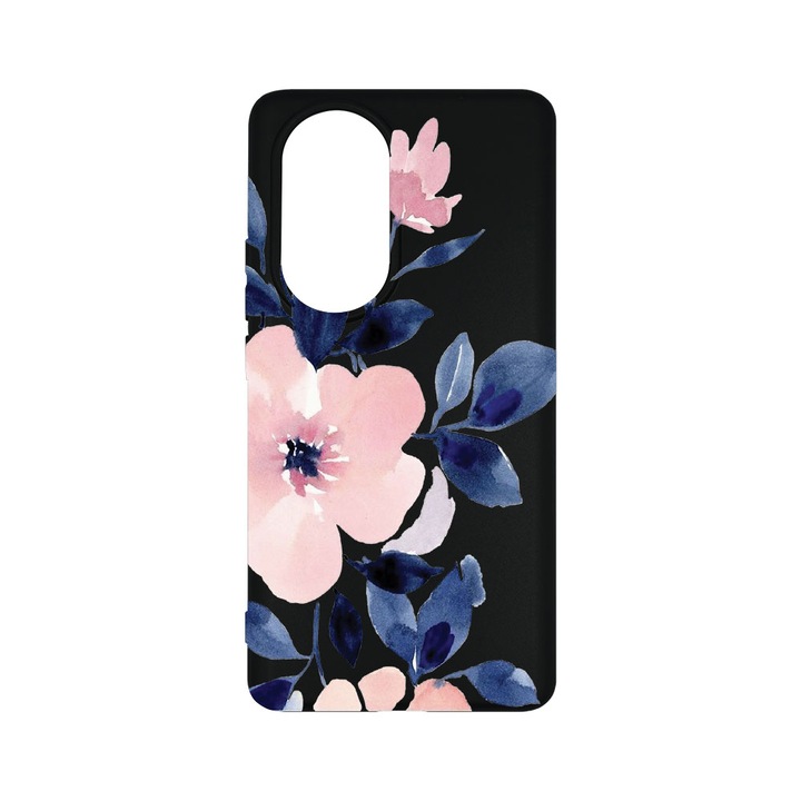 Силиконов калъф BestCase за OPPO Reno10 Pro 5G, Pastel Colors Collection Flowers, 0.8MM Slim, Camera Protection, Black Silicon Series, B 506