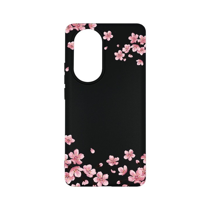 Силиконов калъф BestCase за OPPO Reno10 Pro 5G, Pastel colors - flowers, 0.8MM Slim, Camera Protection, Black Silicon Series, B 694