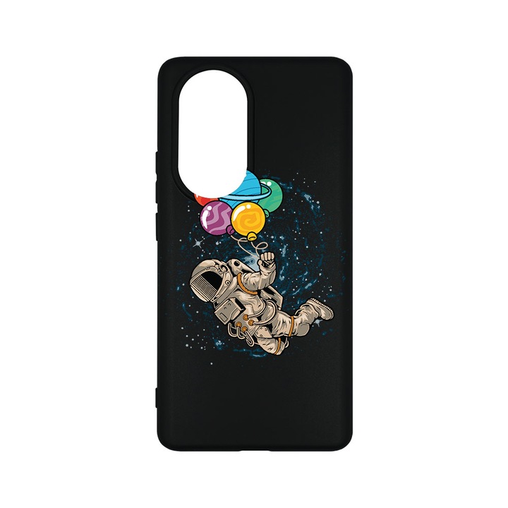 Силиконов калъф BestCase за OPPO Reno10 Pro 5G, Happy Astronaut, 0.8MM Slim, Camera Protection, Black Silicon Series, B 773