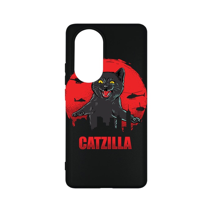 Силиконов калъф BestCase за OPPO Reno10 Pro 5G, Catzilla, 0.8MM Slim, Camera Protection, Black Silicon Series, B 879