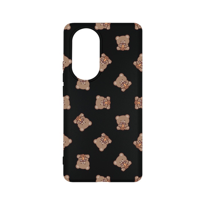Силиконов калъф BestCase за OPPO Reno10 Pro 5G, Teddy Bear Pattern, 0.8MM Slim, Camera Protection, Black Silicon Series, B 974