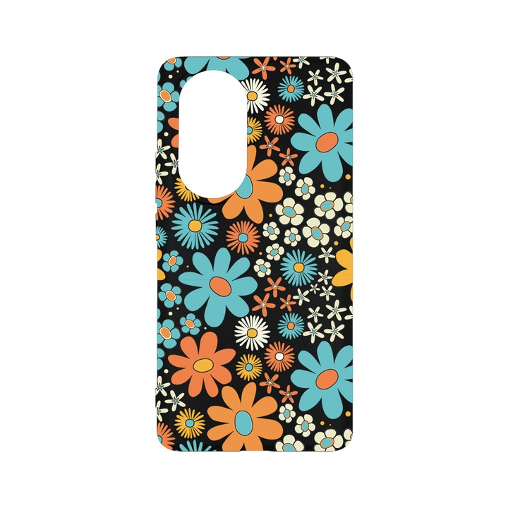 Силиконов калъф BestCase за OPPO Reno10 Pro 5G, Spring Flowers, 0.8MM Slim, Camera Protection, Black Silicon Series, B 967