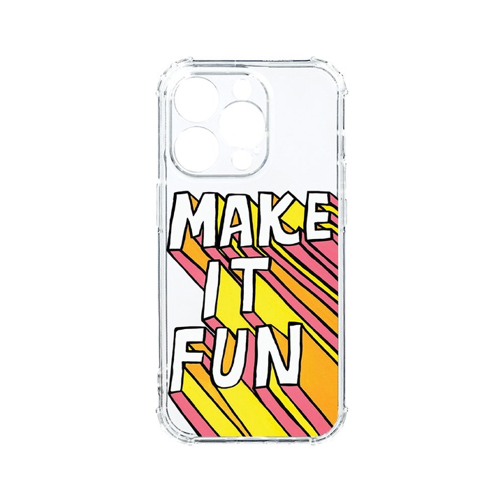 Husa BestCase® Anti Shock 1.5MM, Compatibila Cu Apple iPhone 15 Pro, Make It Fun, Rezistenta La Socuri, Protectie Camera, Margini ridicate pentru protectia ecranului, AS 494