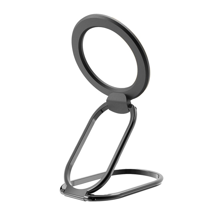 Suport magnetic pentru telefon mobil, Portabil, Rotitor si pliabil, reglabil 360°, Aliaj, Vaxiuja, Negru