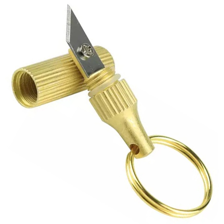 Ключодържател, Zola®, Модел нож за отваряне на пакети и пликове, Неръждаема стомана, 28x9 мм, Златист