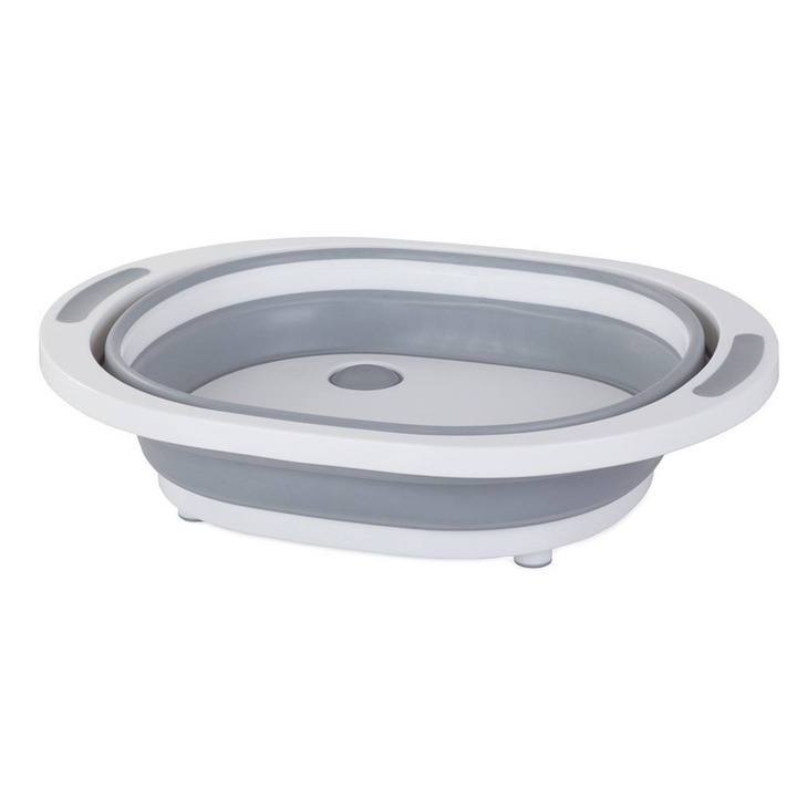 Bol pliabil cu scurgere, Slicon/Plastic, Alb, 5 litri, Verk, 40 cm latime, 32 cm latime, 15 cm inaltime