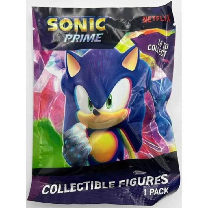 Figurina cu breloc Sonic, Netlfix, Plastic, Surprise in husa, Multicolor