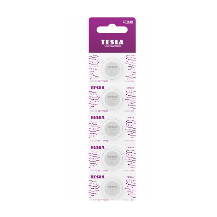 Set 5 baterii cu litiu tesla cr1620 b5 3.0v li/mn02