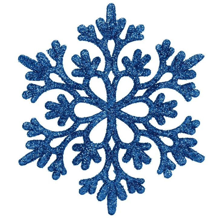 Hópehely karácsonyfadísz, 12 db-os készlet, 10cm, kék
