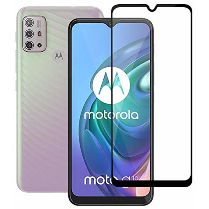 Стъклен Протектор, BeSmart, Motorola G10, Tempered Glass, Цялостно покритие и лепване, 9H, Черен