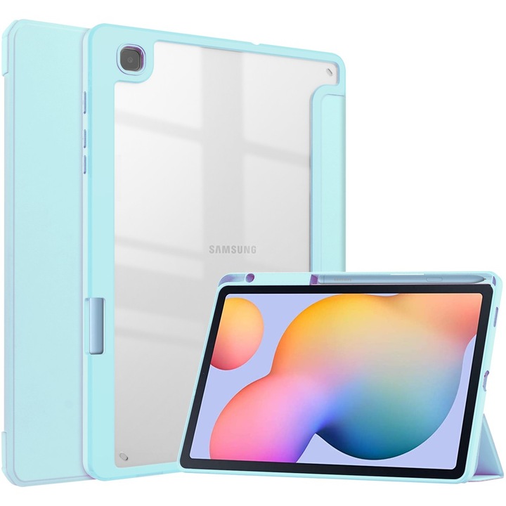 Husa pentru Samsung Galaxy Tab S6 Lite 2022/2020, Bizon, Albastru deschis/Transparent