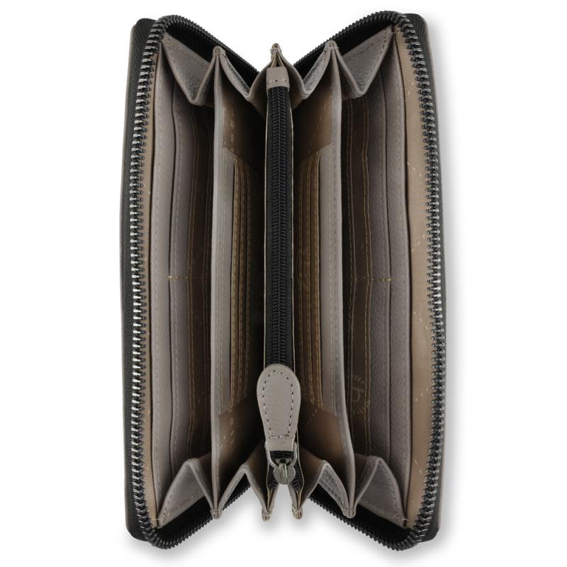 Bugatti Portafoglio Lungo Con Zip Da Donna - Vera Pelle, RFID, Color Cognac, Dimensioni 19x10x2,5 Cm - 3