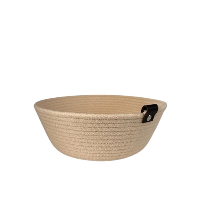 Cos pentru paine, Design Creative, Cordon bumbac, Bej, diametru 18 cm