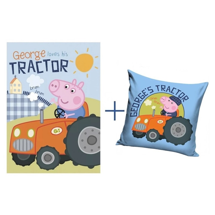 Peppa malac polár takaró és párna szett (traktor)