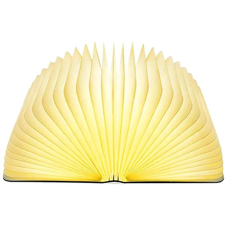 Lampa LED tip carte, YWX, accesoriu decorativ, Lemn/Hartie kraft, USB, 5 efecte de lumina, 500mAh, 10x8x2.5cm, Alb