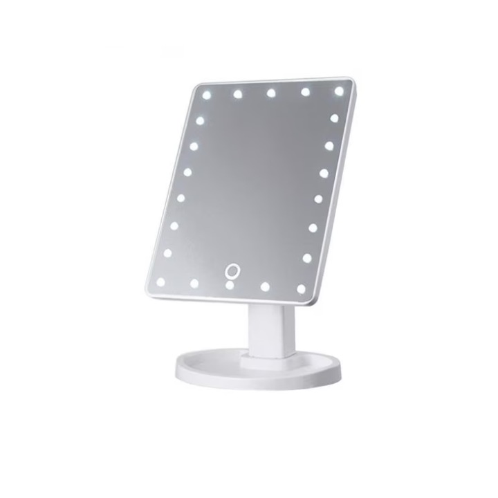 Oglinda cosmetica Stuffix®, cu iluminare led, dreptunghiulara, 27x16.3cm, alb