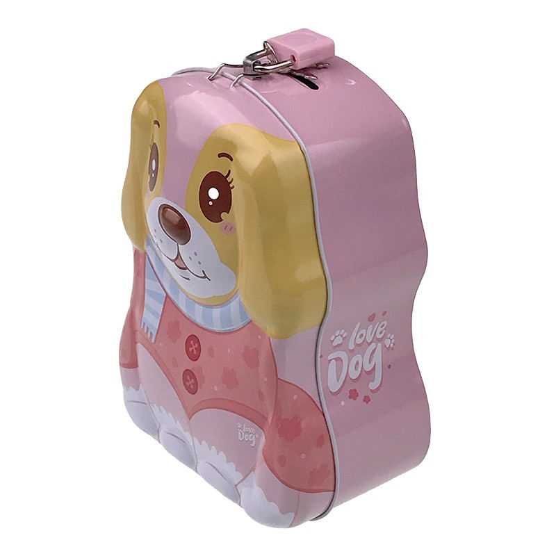 Pusculita din metal cu lacat, model catel, 12x17cm, roz - eMAG.ro