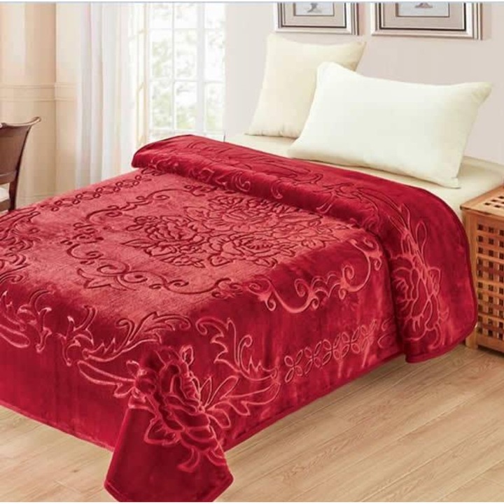 Луксозно релефно одеяло, 220×240 см, бордо