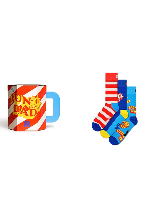 Happy Socks, Унисекс чорапи Father Of The Year - 3 чифта, Кралско Синьо