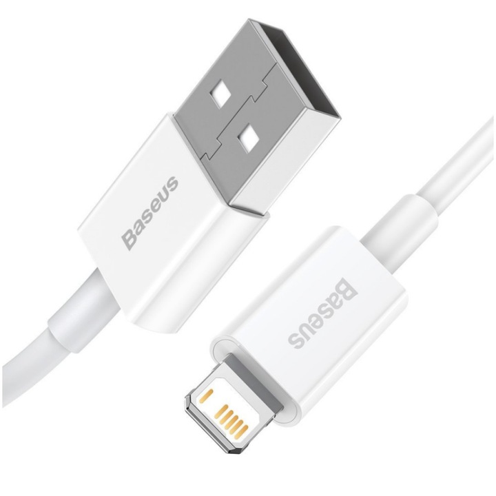 Cablu de date/incarcare Baseus Superior Series, conector USB la conector compatibil Apple, 18W, lungime 1.5m, culoare alba