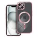 Husa Premium Luxury Magsafe compatibila cu iPhone 15, Antishock, Transparenta cu margini Roz