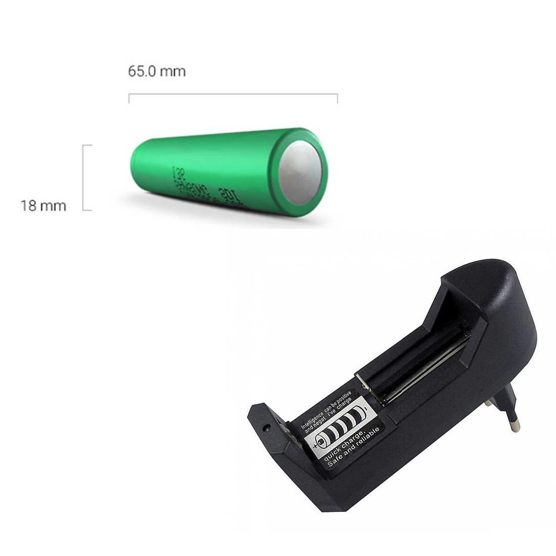 LED фенер T6, Комплект, Акумулаторна батерия 18650, Зарядно, 3,7VDC, 3W ...