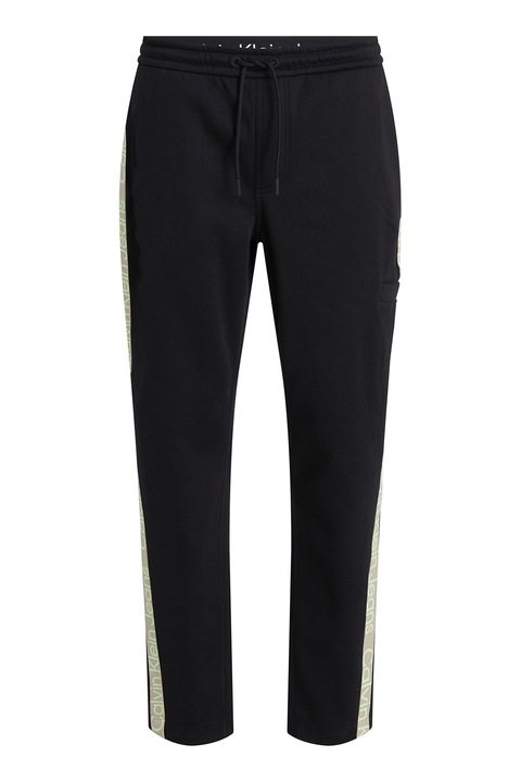 CALVIN KLEIN JEANS, Pantaloni sport relaxed fit cu benzi laterale cu logo, Negru