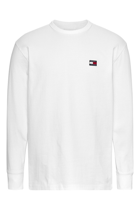 Блуза Tommy Jeans, С овално деколте и лого, Бял, XL