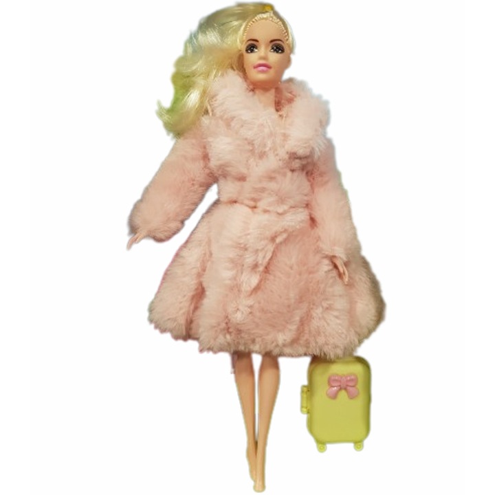 Кукла С палто, Руса коса, Пластмасова, Розово