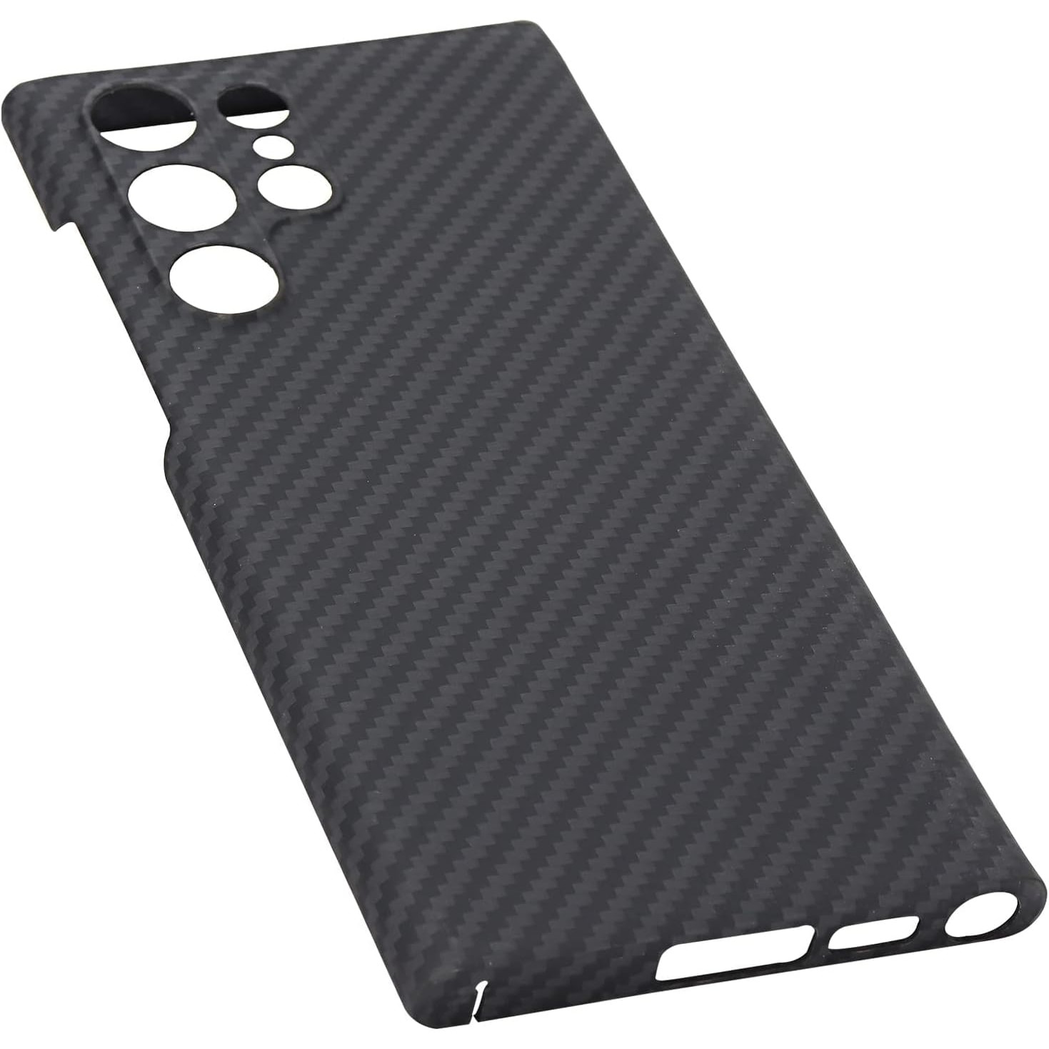 Husa protectie din Kevlar compatibila cu Samsung Galaxy S23 Ultra, din Fibra de Carbon, Aramida, ultra slim, ultra rezistenta, protectie camera, Negru, ISAG