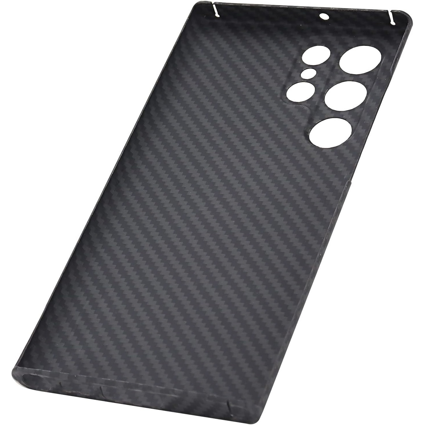 Husa protectie din Kevlar compatibila cu Samsung Galaxy S23 Ultra, din Fibra de Carbon, Aramida, ultra slim, ultra rezistenta, protectie camera, Negru, ISAG