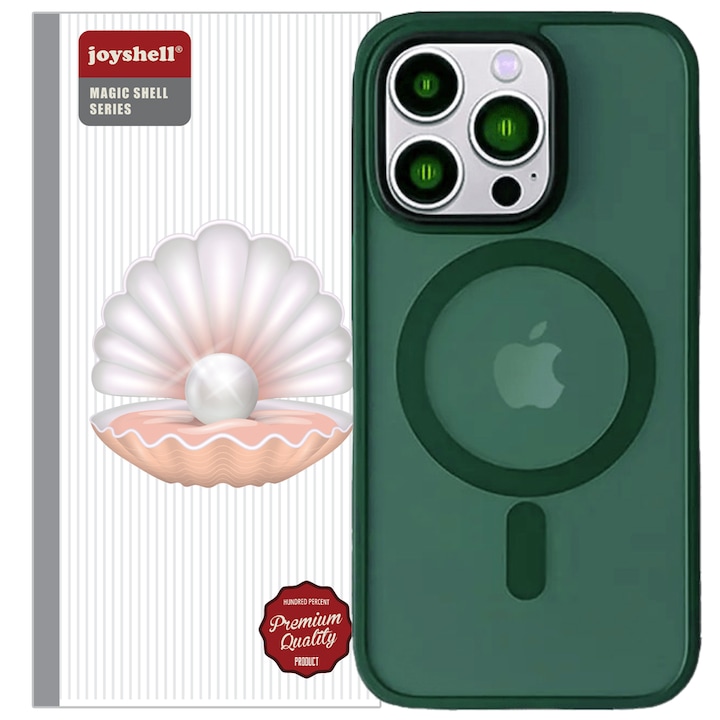 Husa de Protectie, compatibila cu Apple iPhone 15 Pro Max, Joyshell cu MagSafe, Antisoc, hardcase, Verde