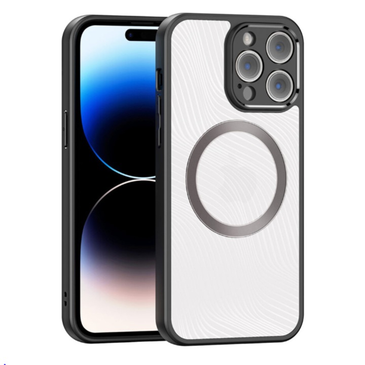 Husa de protectie Aimo MagSafe Series, compatibila cu iPhone 13 Pro, culoare negru transparent