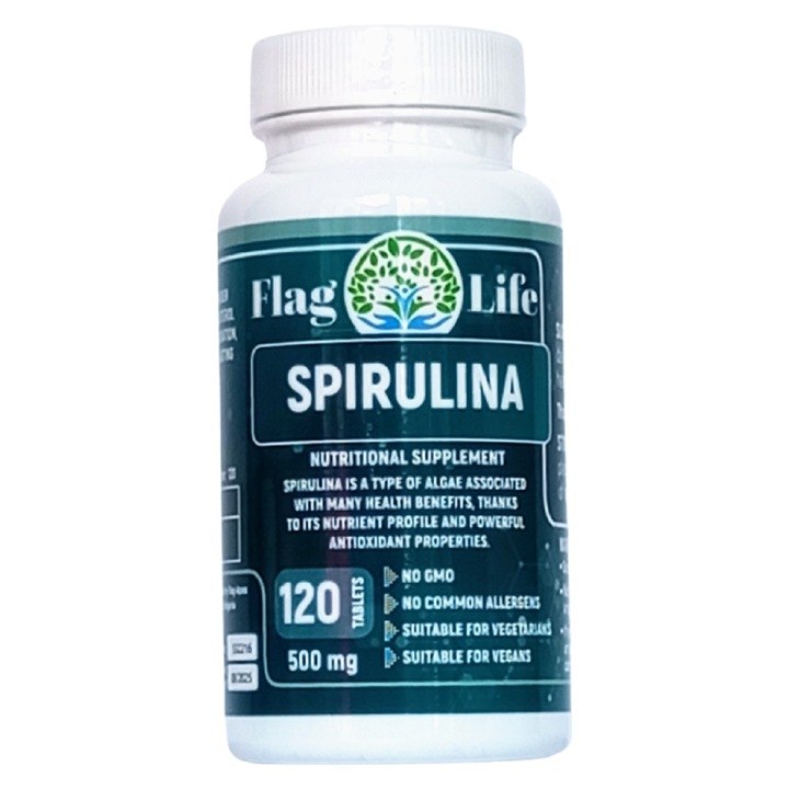 SPIRULINA Flag Life, 500 mg, 120 comprimate