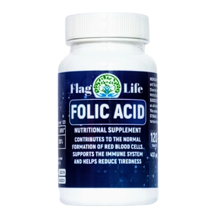 Supliment alimentar Acid folic Flag Life, 400 mcg, 120 cpr