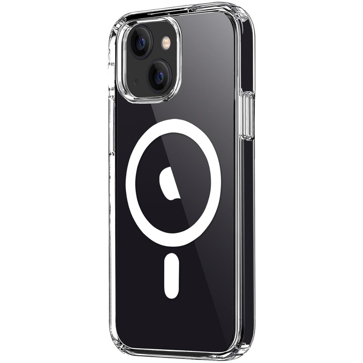 Магнитен калъф за iPhone 15, NUODWELL, Поддържа аксесоари MagSafe, Със защита на екрана и лещите, Против надраскване и пожълтяване, TPU/Акрил, Прозрачен