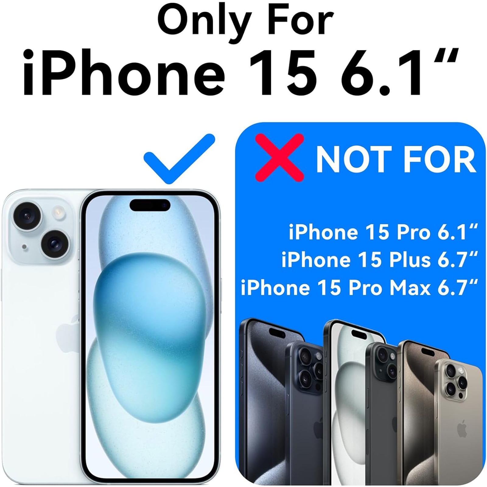 Husa magnetica pentru iPhone 15, NUODWELL, Suport pentru accesoriile MagSafe, Cu protectie pentru ecran si lentile, Anti-zgarieturi si anti-ingalbenire, TPU/Acrilic, Transparent