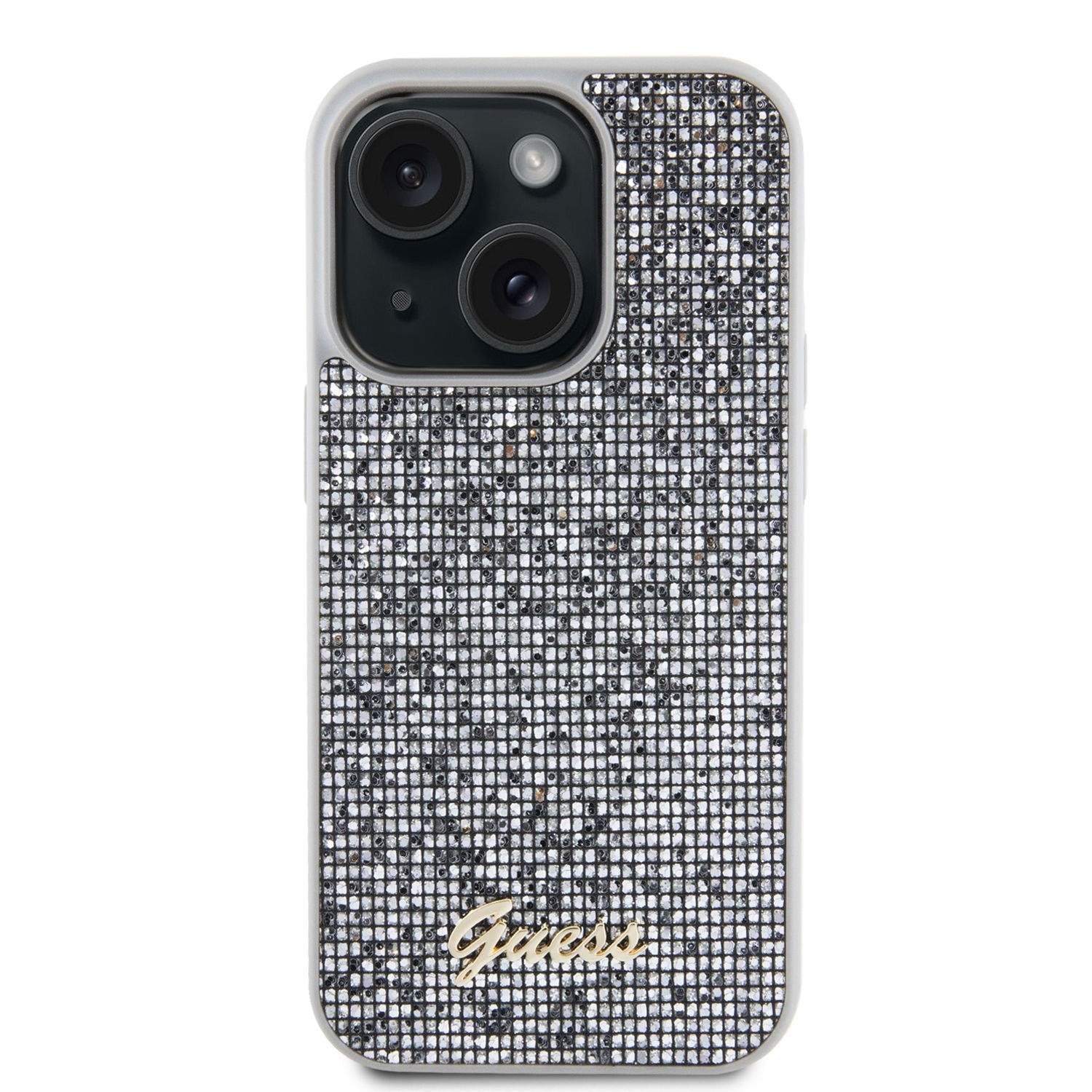 Калъф за телефон Guess, За iPhone 15, Огледални квадрати, Script лого ...