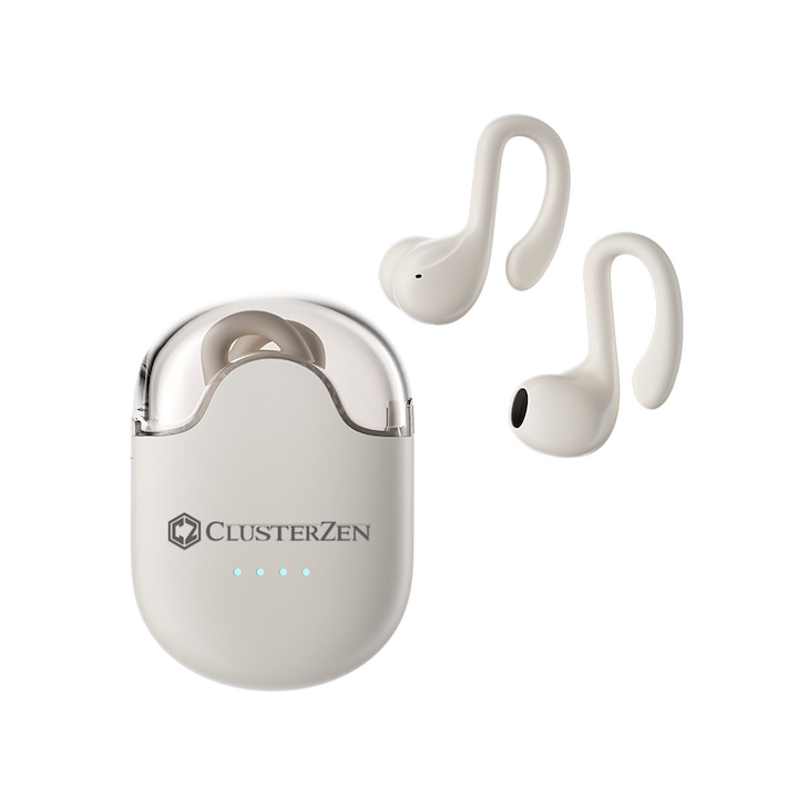 Безжични аудио слушалки CLUSTERZEN G05, Bluetooth 5.3, слушалки, безжични, водоустойчиви, истинско безжично стерео, Powerbank 400mAh, сензорно управление, автоматично сдвояване, бежови