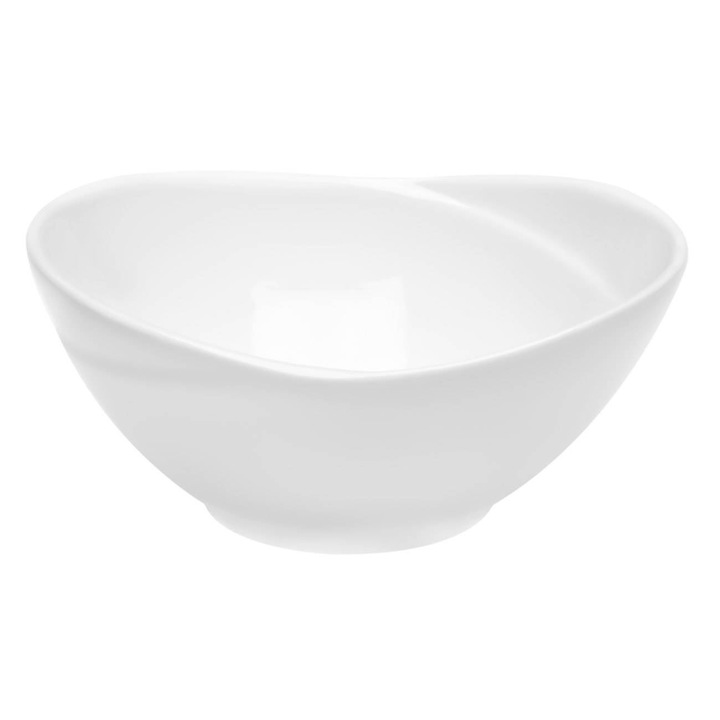 Bol de servit Shopiens® din portelan, alb cu model cu dunga, pentru alune, sosuri si snack, 160 ml