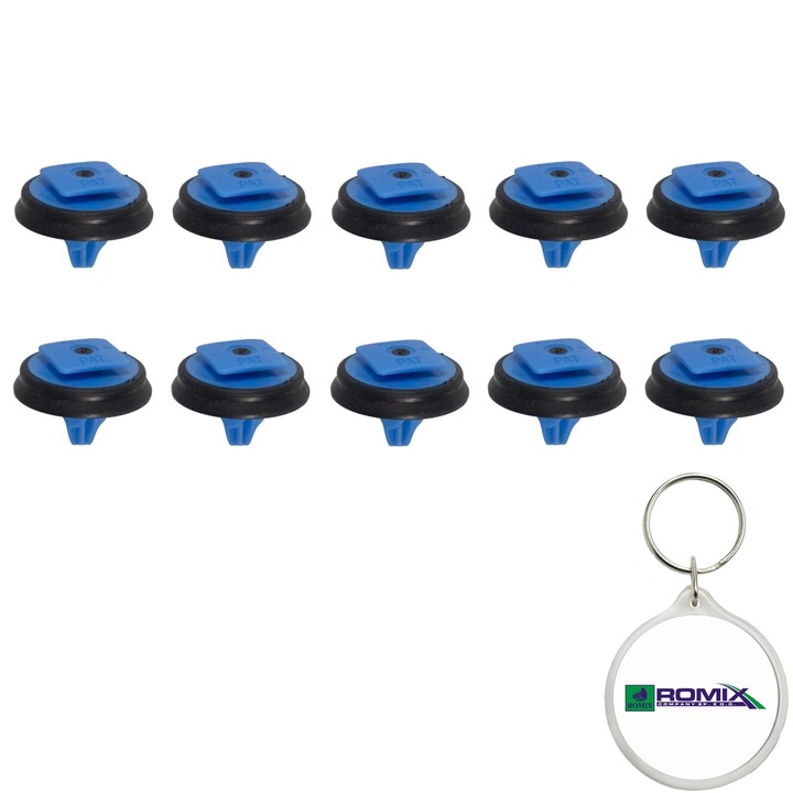 Set 10 buc. pin fixare tapiterie pentru FIAT/ JEEP 8X16MM si breloc Romix