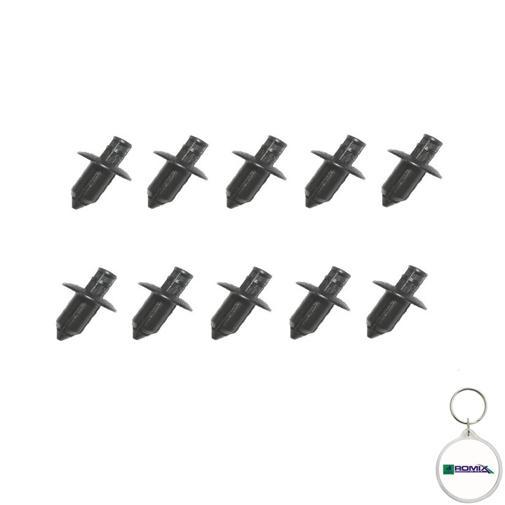 Set 10 buc. pin fixare tapiterie pentru HONDA/MITSUBISHI 7.7X12.6MM si breloc Romix