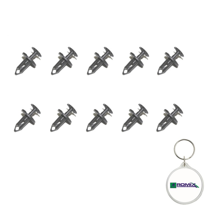 Set 10 buc. pin fixare tapiterie pentru AUDI/SEAT/VW/MAZDA/NISSAN 8.5X21.5MM si breloc Romix