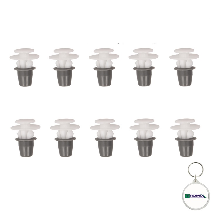 Set 10 buc. pin fixare tapiterie pentru SEAT/VW 8X22MM si breloc Romix