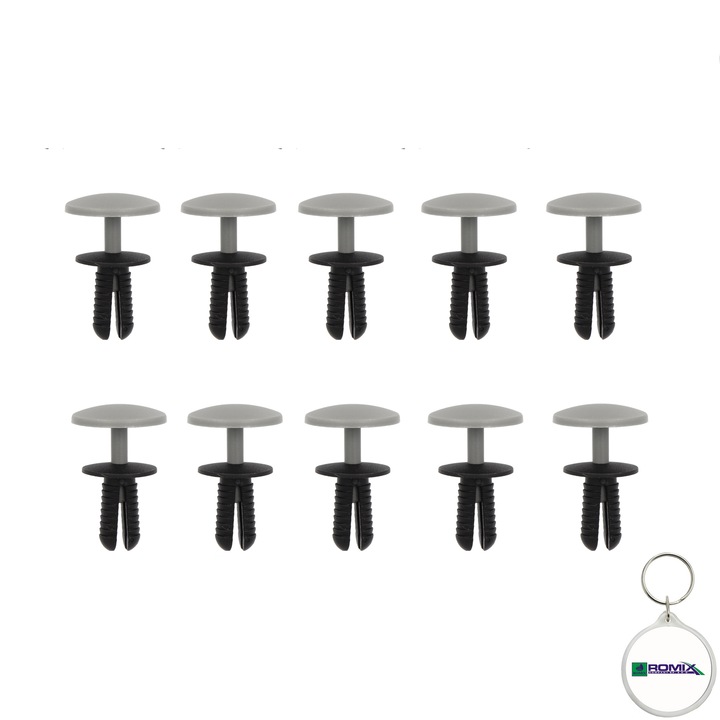 Set 10 buc. pin fixare tapiterie pentru FORD FIESTA/HATCHBACK 04.85-12.13 si breloc Romix