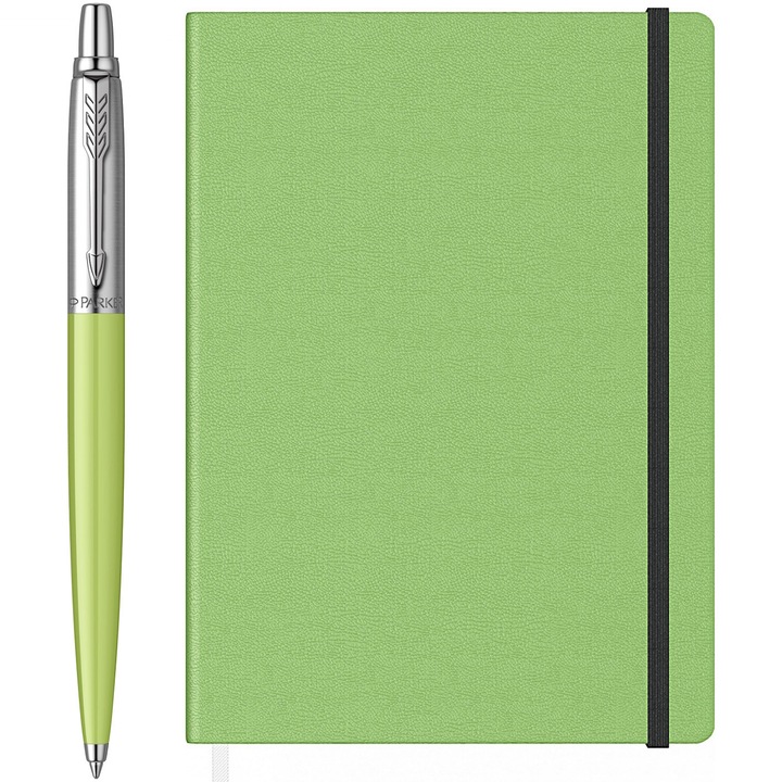 Parker Jotter lime toll + A5 jegyzettömb hozzáillő gumival