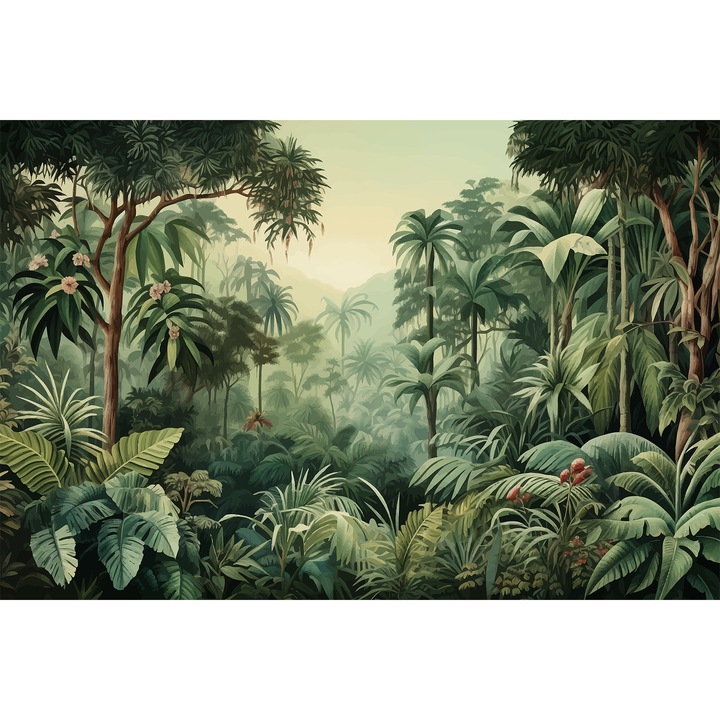 Fototapet fara imbinari H 250 cm x L 400 cm Jungla Verde